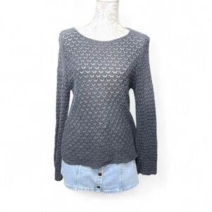 Sheer Black Crochet Layering Sweater Boho Romantic Grunge Size XL